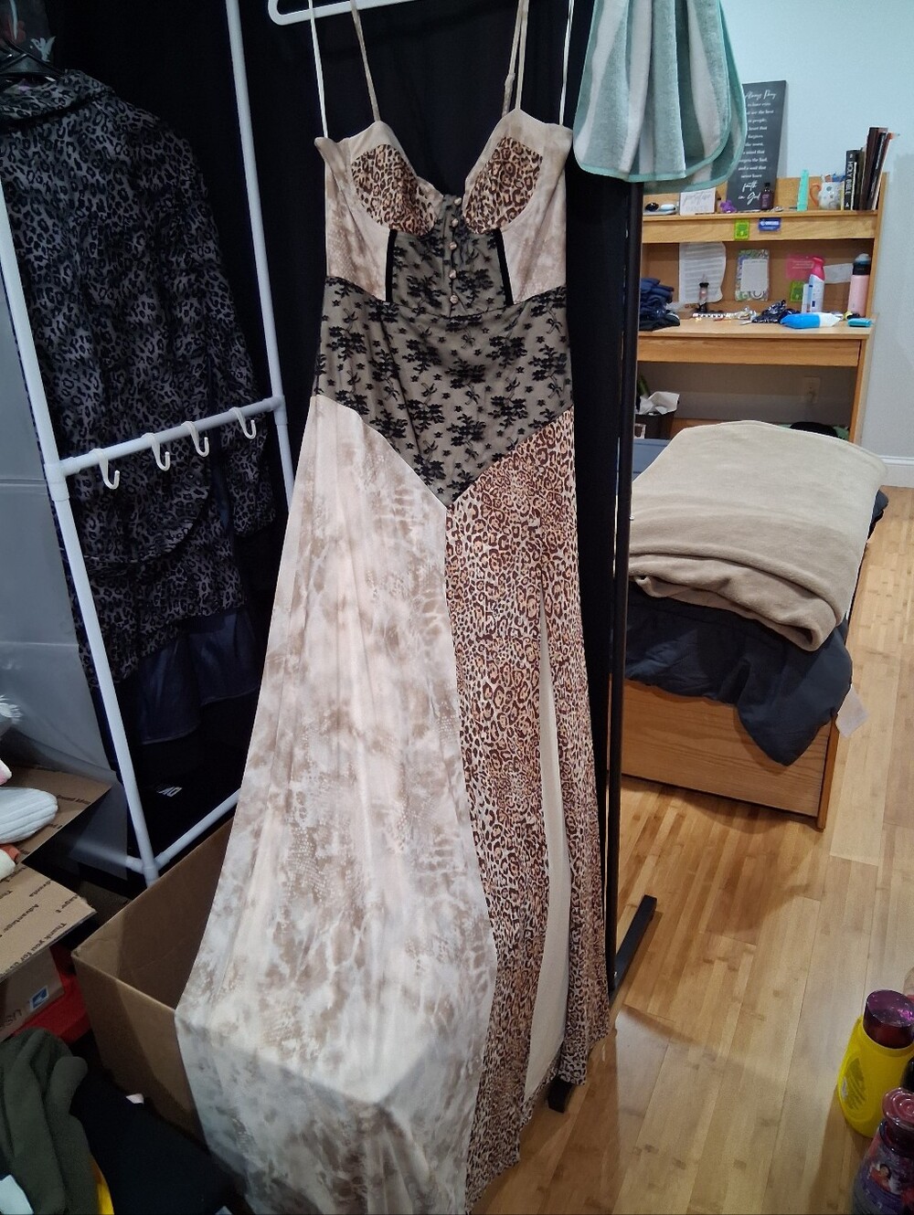 Fashion Nova Beige and Black Mixed Animal Print Maxi Dress